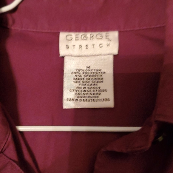 Deep burgundy dress shirt with 3/4 length arm - Picture 2 of 3